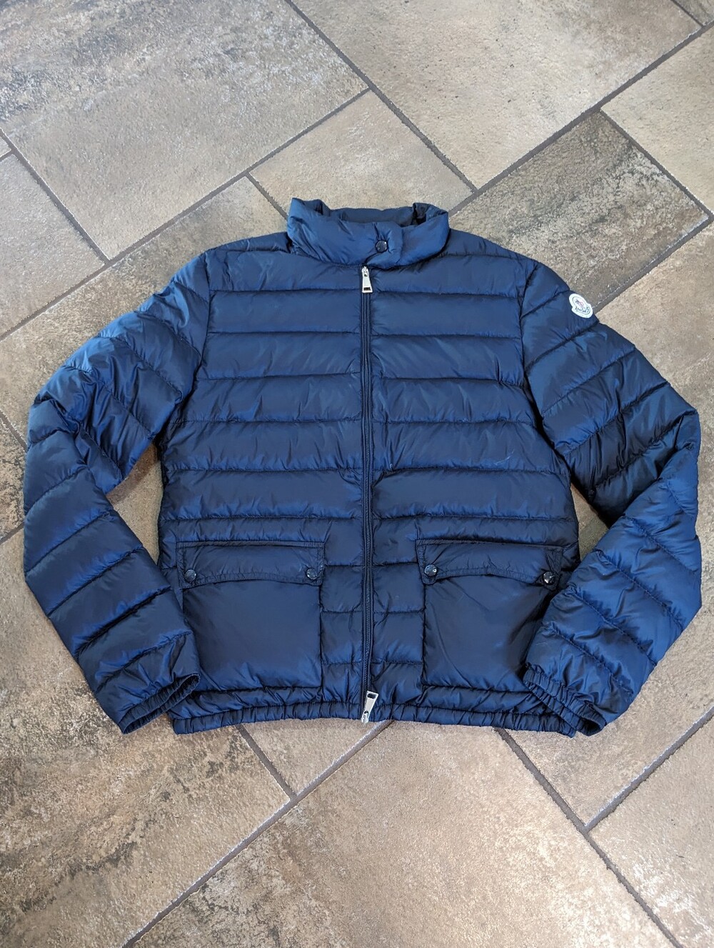 Moncler Lans Down Packable Short Puffer Jacket  Luxury Winter Size Euro 2 Blue